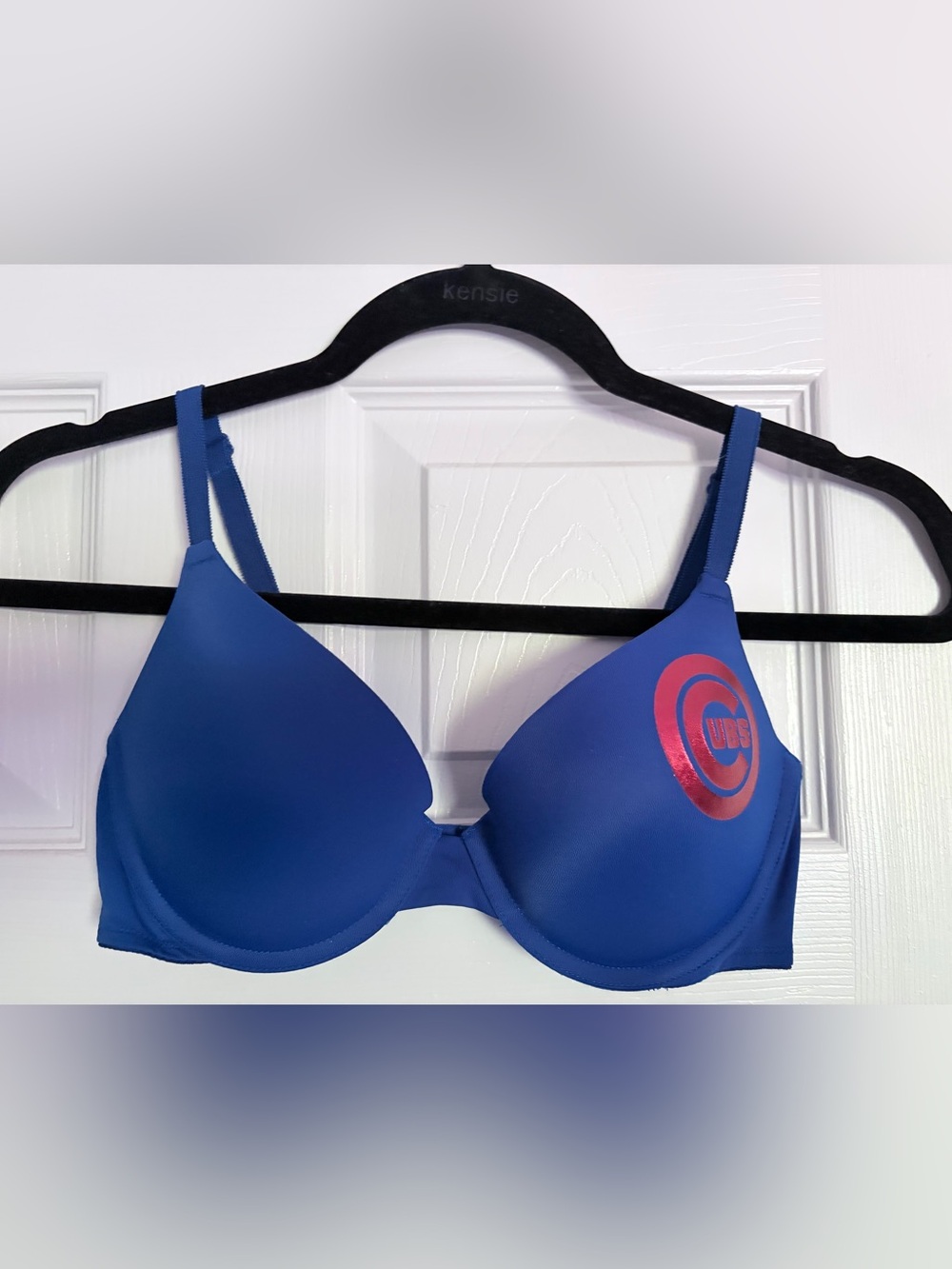 PINK Victoria's Secret Blue Molded Bra with Red Cubs Logo